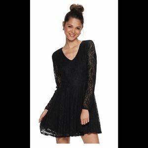 Long sleeve black lace dress